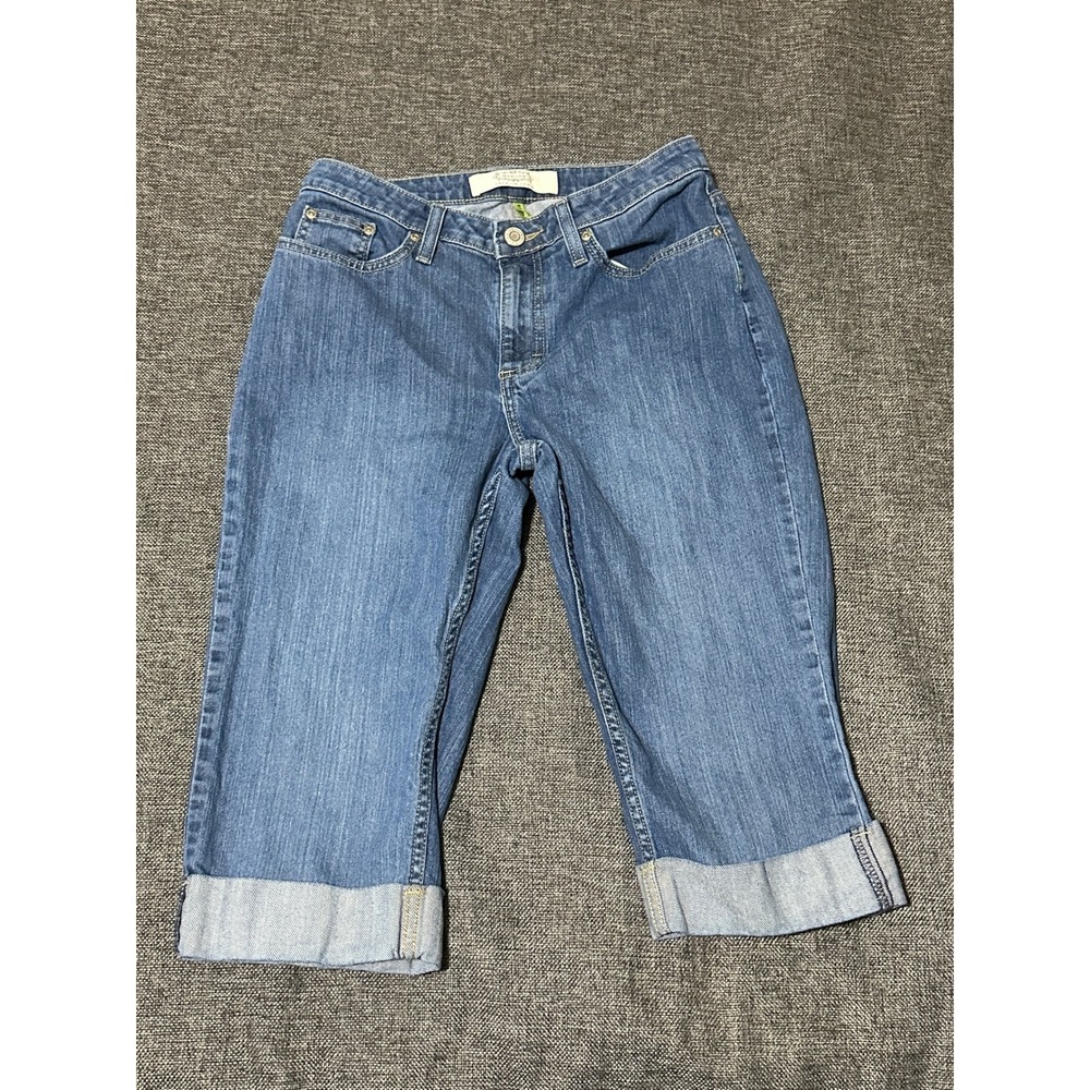 Merona Women's 10 Denim Capri Jeans Blue Mid Rise Cuffed MGSH68174